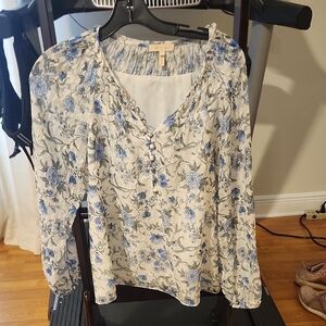 Rebecca Taylor Floral Blue and White Blouse